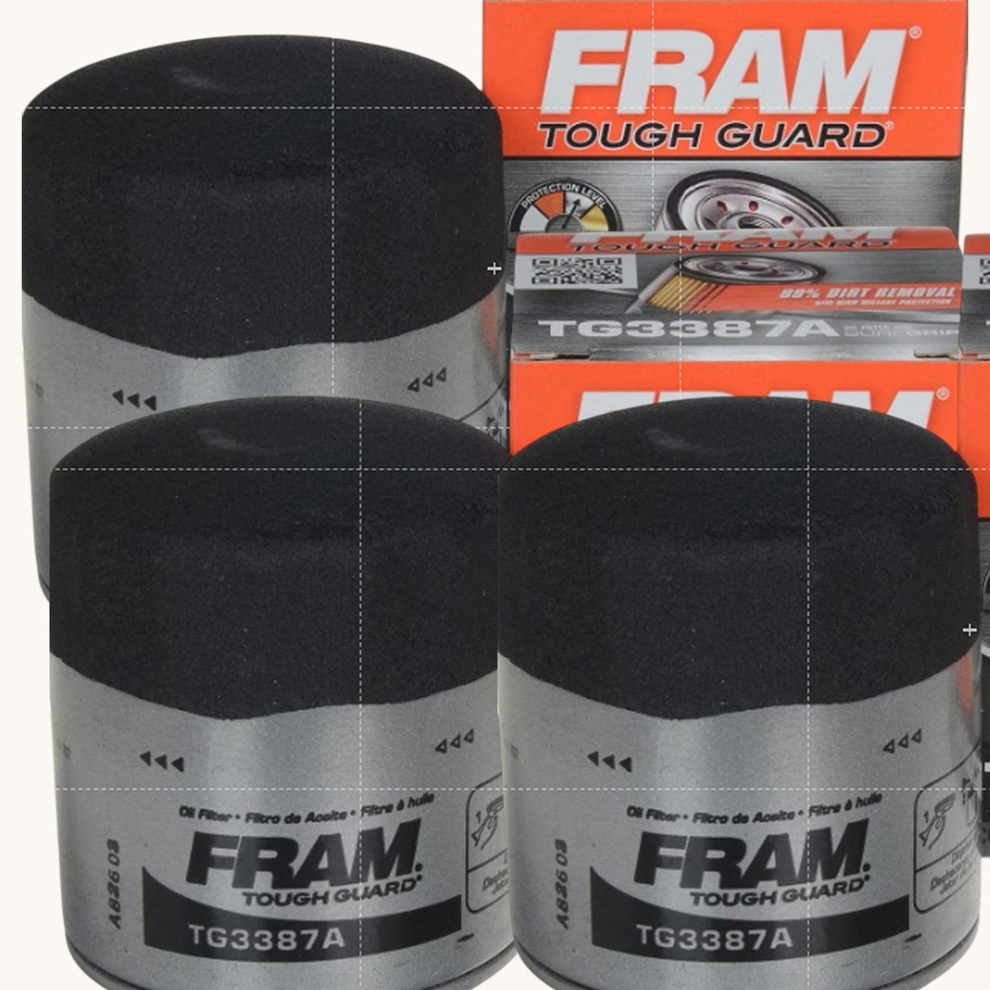 3-PK FRAM TG3387A Tough Guard Oil Filters – SureGrip, 15K‑Mile Protection 3-Pack