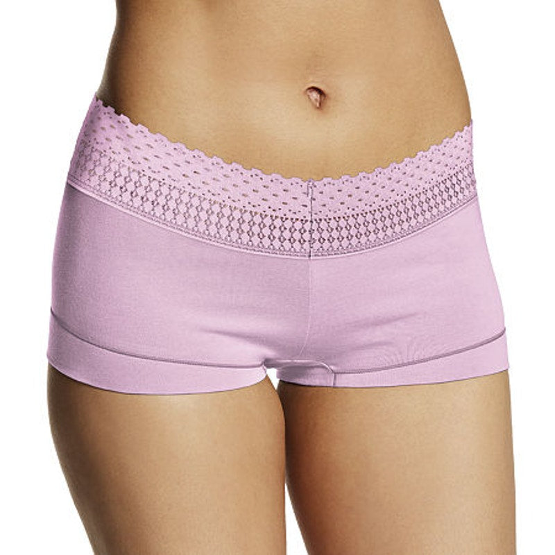 Maidenform Dream Cotton Boyshort with Lace – Lilac Petal – Size 8 – Women’s