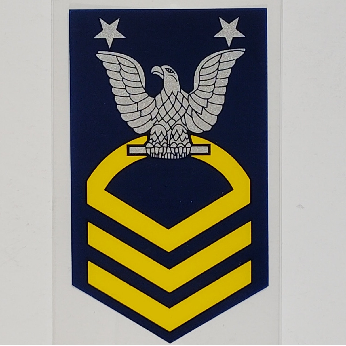 U.S. Navy Master Chief Petty Officer (E-9) Mylar Vinyl Decal 2" x 3-3/8" - D63‑N