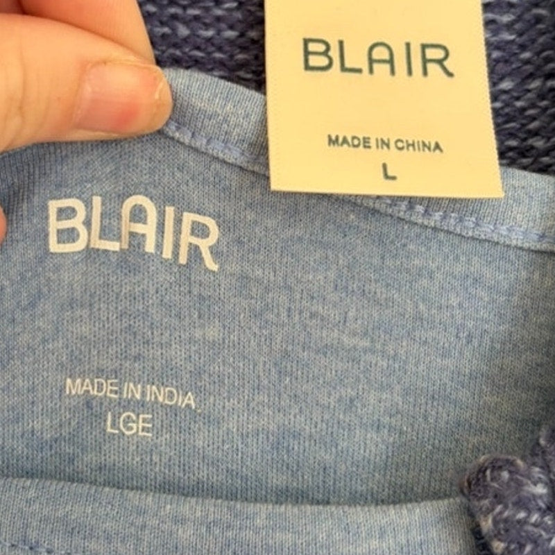 Blair 2-Piece Blue Long Sleeve Top & Navy Knit Vest Set Size L Women