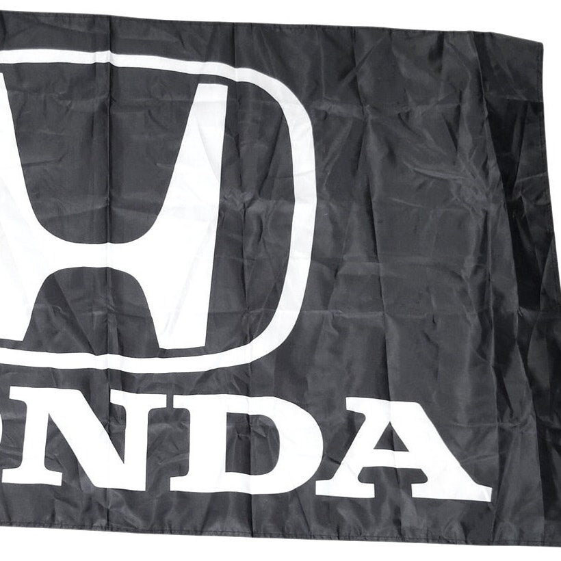 Honda Flag 3×5 ft Black White Logo Polyester Canvas Header Brass Grommets