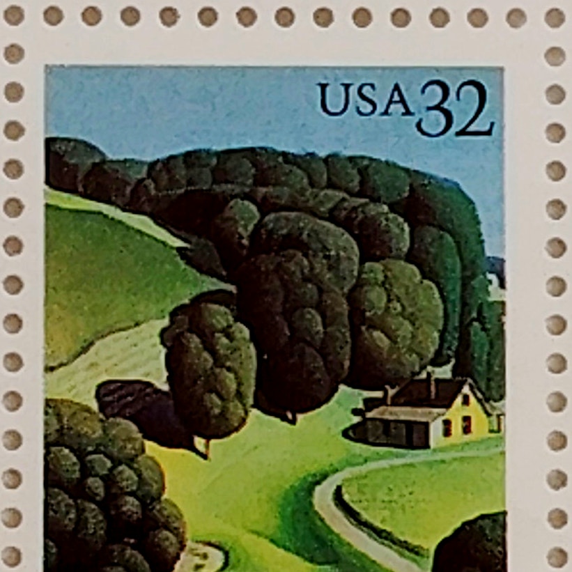 Block of 6 – 1996 USA 32¢ Iowa Statehood MNH Scott 3088 – Grant Wood Art