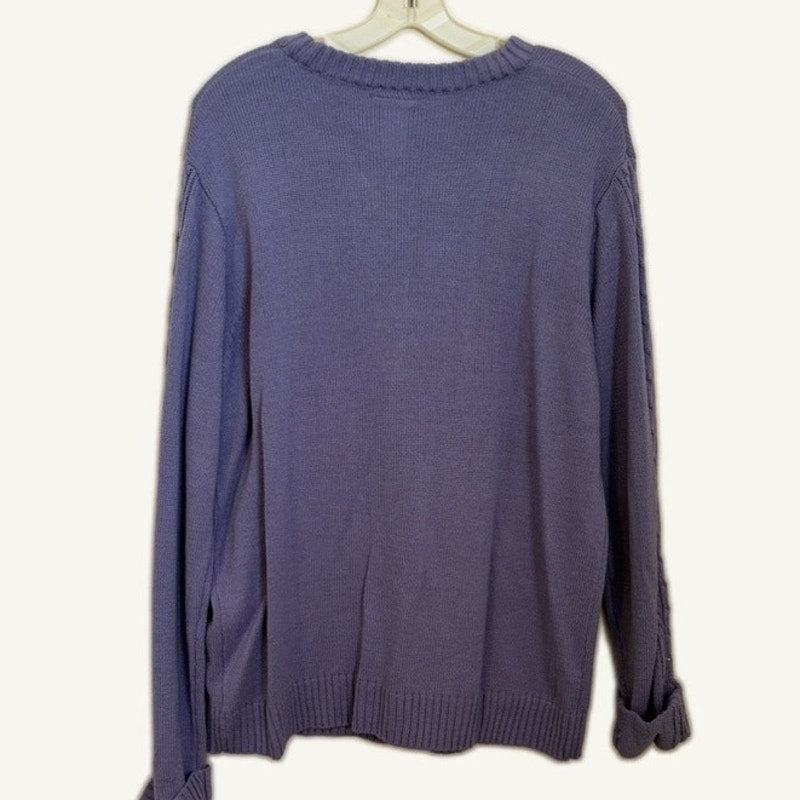 Blair Women's Light Purple Cable Knit Crew Neck Acrylic Sweater Size L