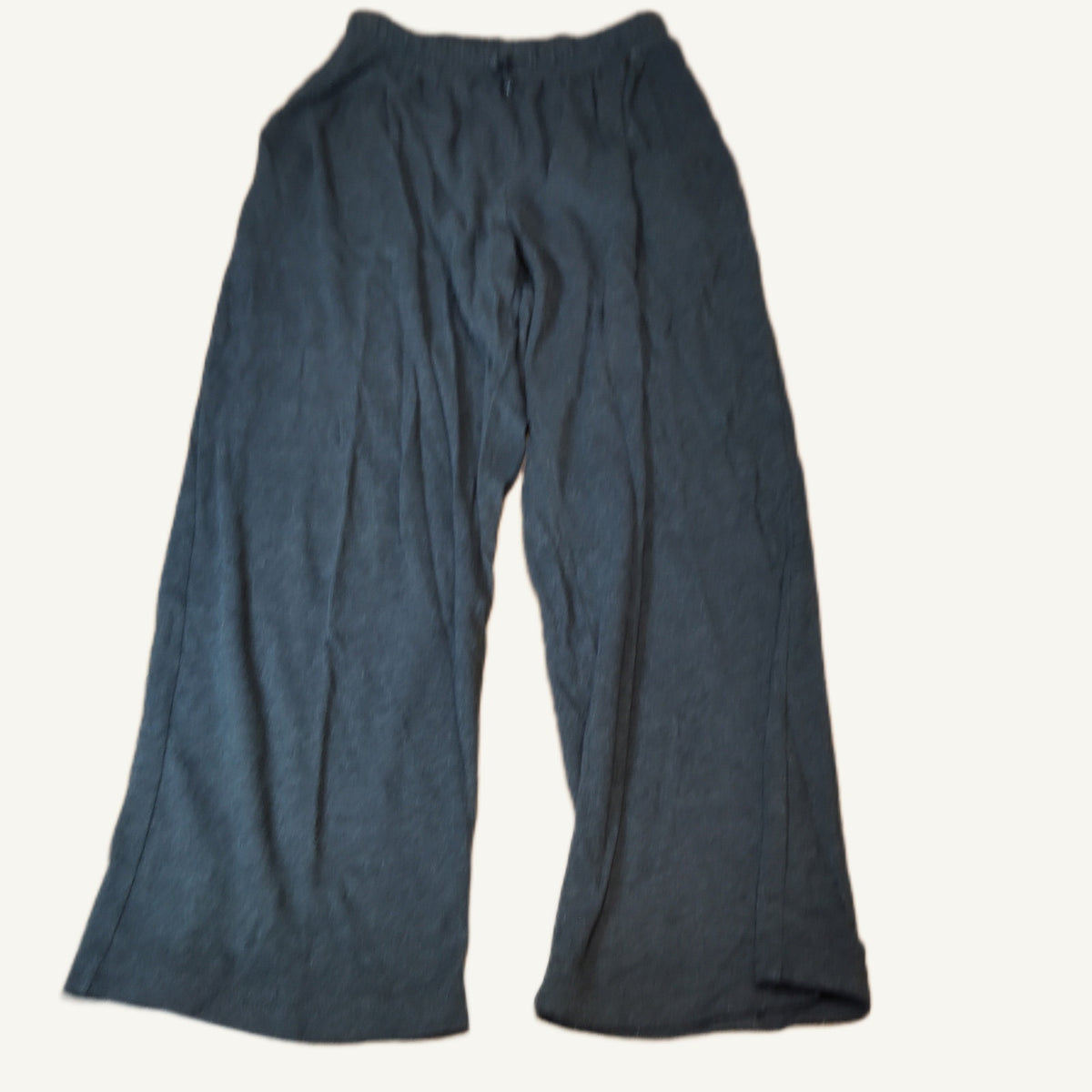 All American Comfort Gray Wide Leg Lounge Pants M Drawstring Waist Soft Knit