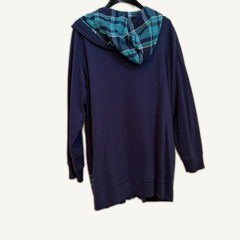 All American Comfort Navy Plaid 3-Piece Sweatset - Jacket, Top & Pants Size L