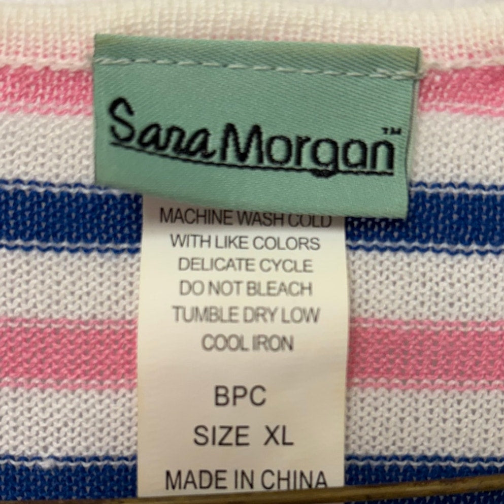 Sara Morgan Striped Lightweight Sweater Shirt, 100% Acrylic, XL