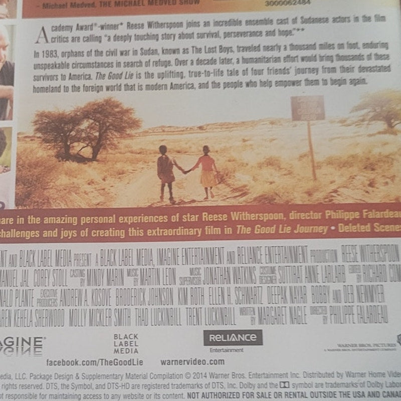 The Good Lie Blu-ray Drama, R Witherspoon Sudan Refugee Inspirational Film 2014