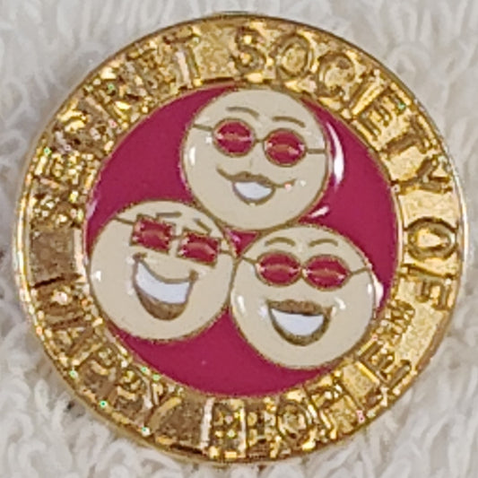 VTG Secret Society of Happy People Lapel Pin,  Enamel 7/8"D Smiling Faces