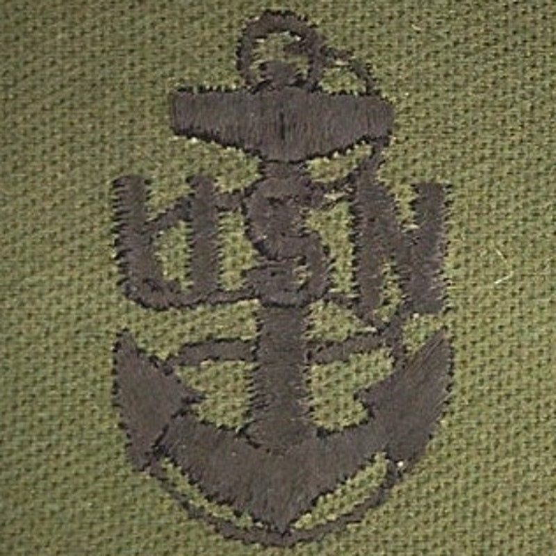 US Navy E-7 Chief Petty Officer Parka Rank Tabs – Black on ODG Twill – Pair