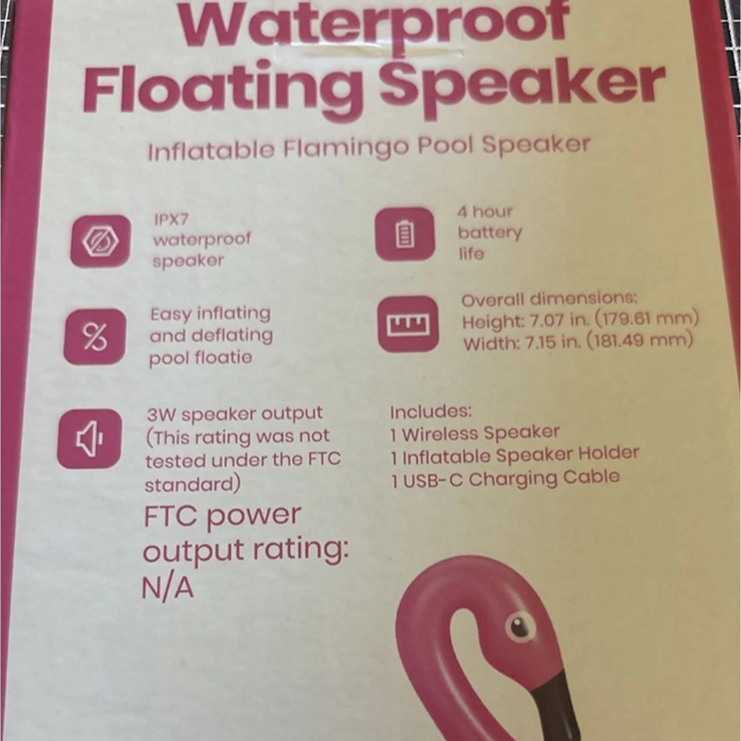 GEMS “Flamingo” Novelty Floating Speaker – Pink – IPX7 Waterproof