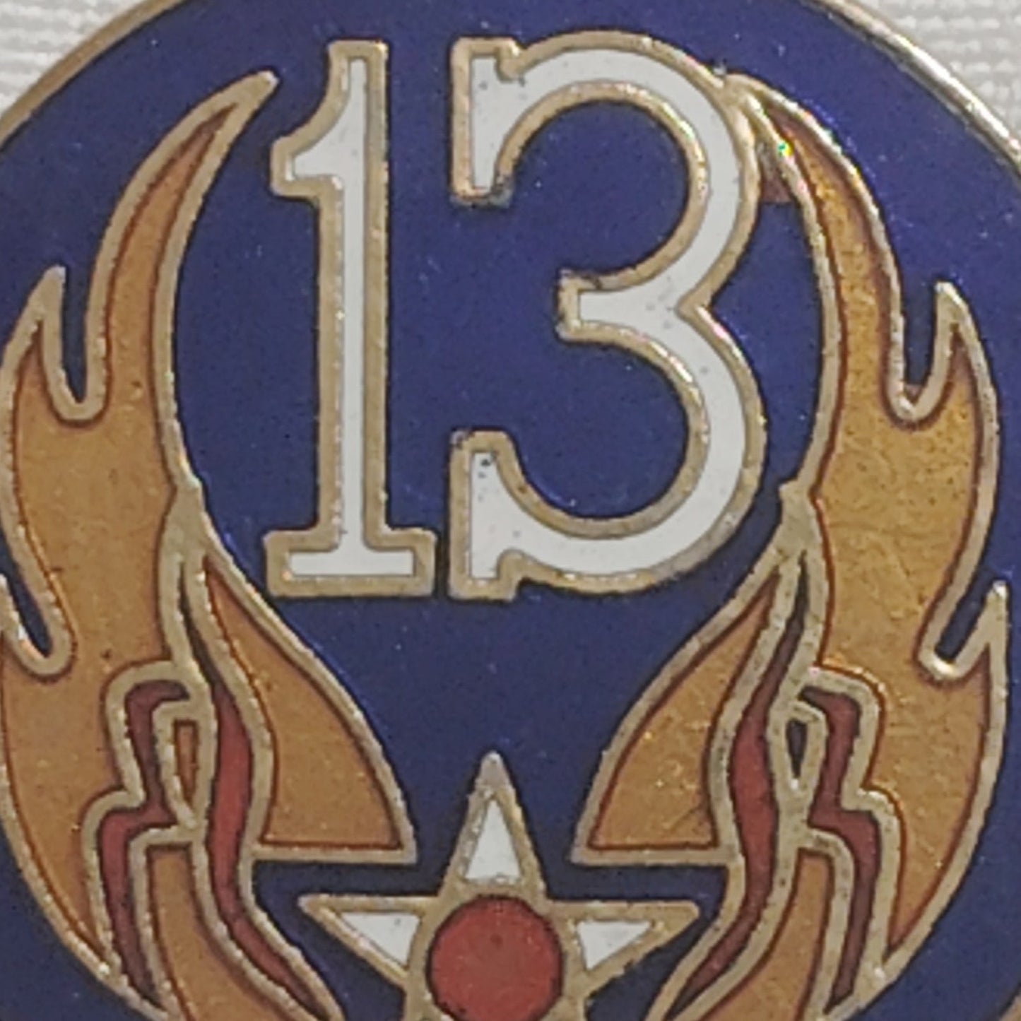 13th Air Force WW2 Crest, 1"D Hat, Lapel Pin, Brooch, Best Emblem - Perma-Shine