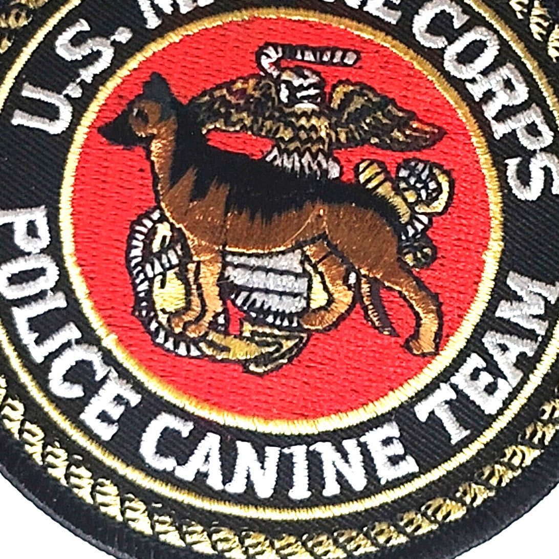USMC Police Canine Team Patch 3‑1/2" Round Novelty Patch