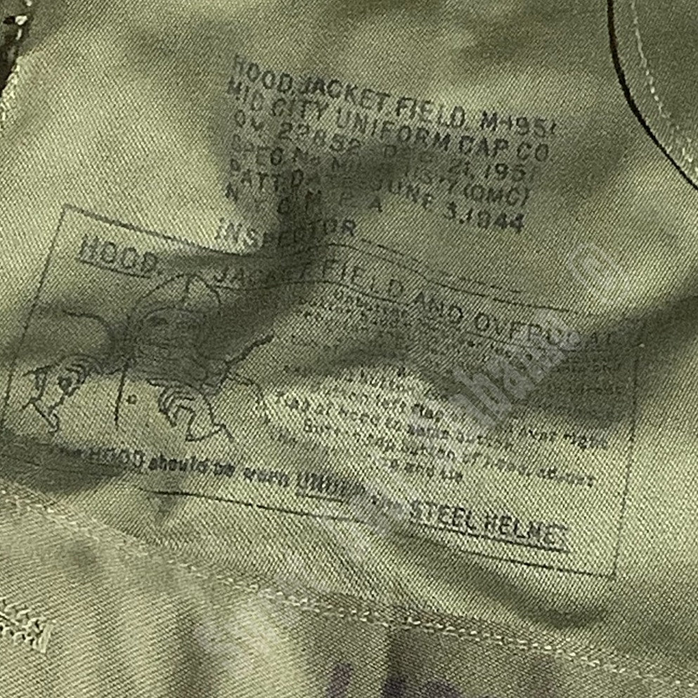 1951 Field Jacket Hood, ODG, Large (44-46-48) Worn under Steel Helmets on Jacket