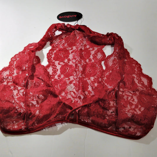 Avidlove Women’s Lace Bralette – Burgundy – Medium – NWT