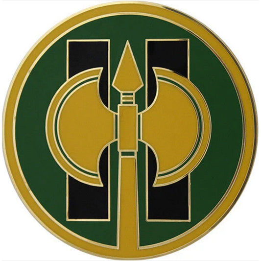 11th Military Police Brigade CSIB Novelty hat, Lapel Pin Gold Green Black 2"D