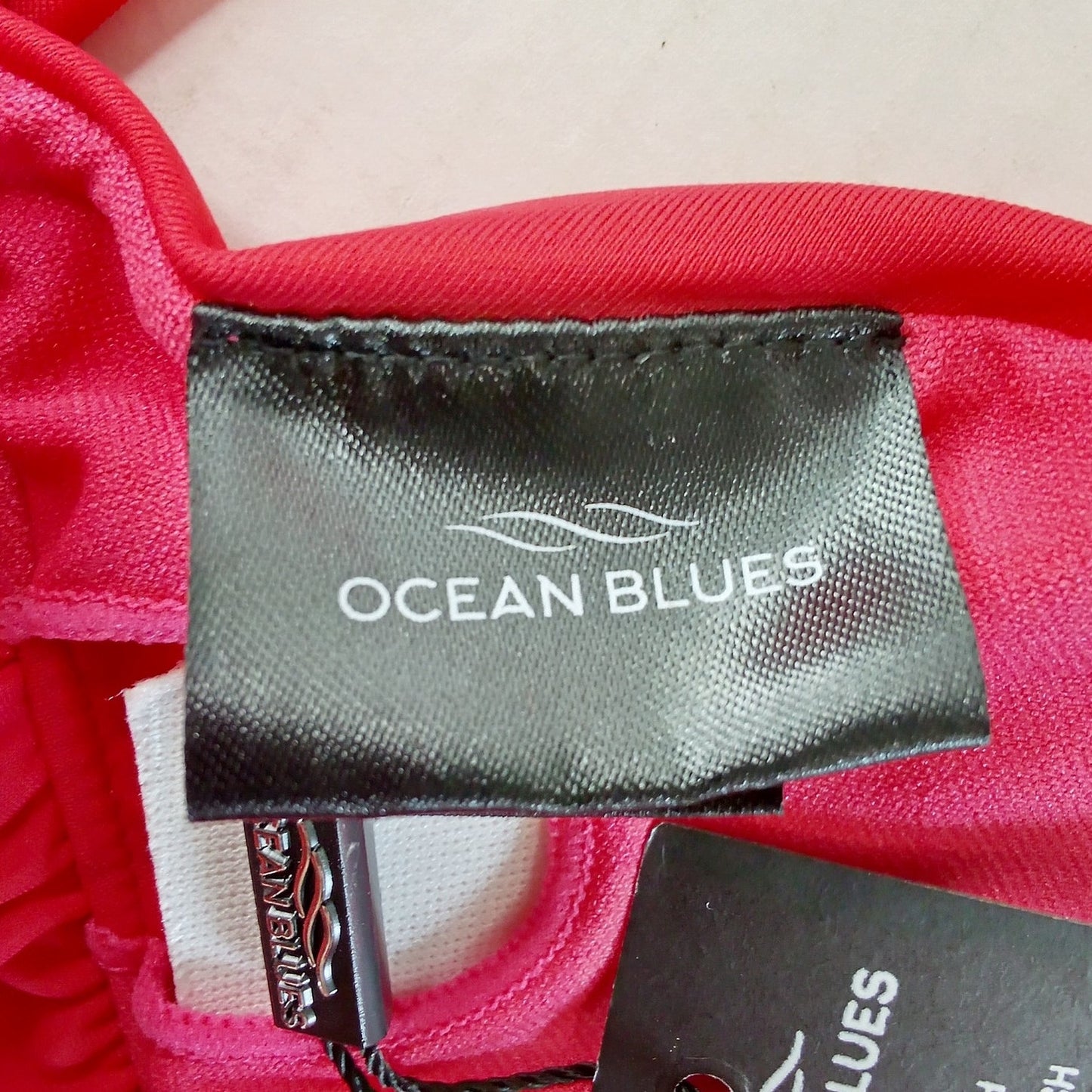 Ocean Blues Sexy Ruffled Triangle Bikini Top, Medium Adjustable Tie Swim Top