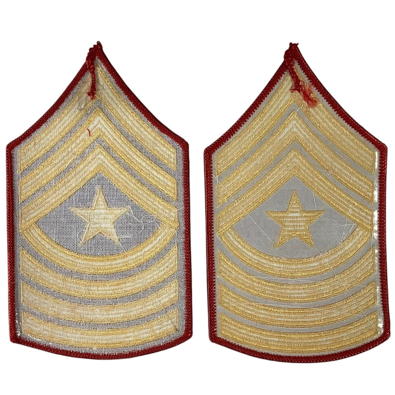 1 Set US Marine Corps Sergeant Major, Gold/Red Embroidered, 6-5/8"H x 3-5/8"W