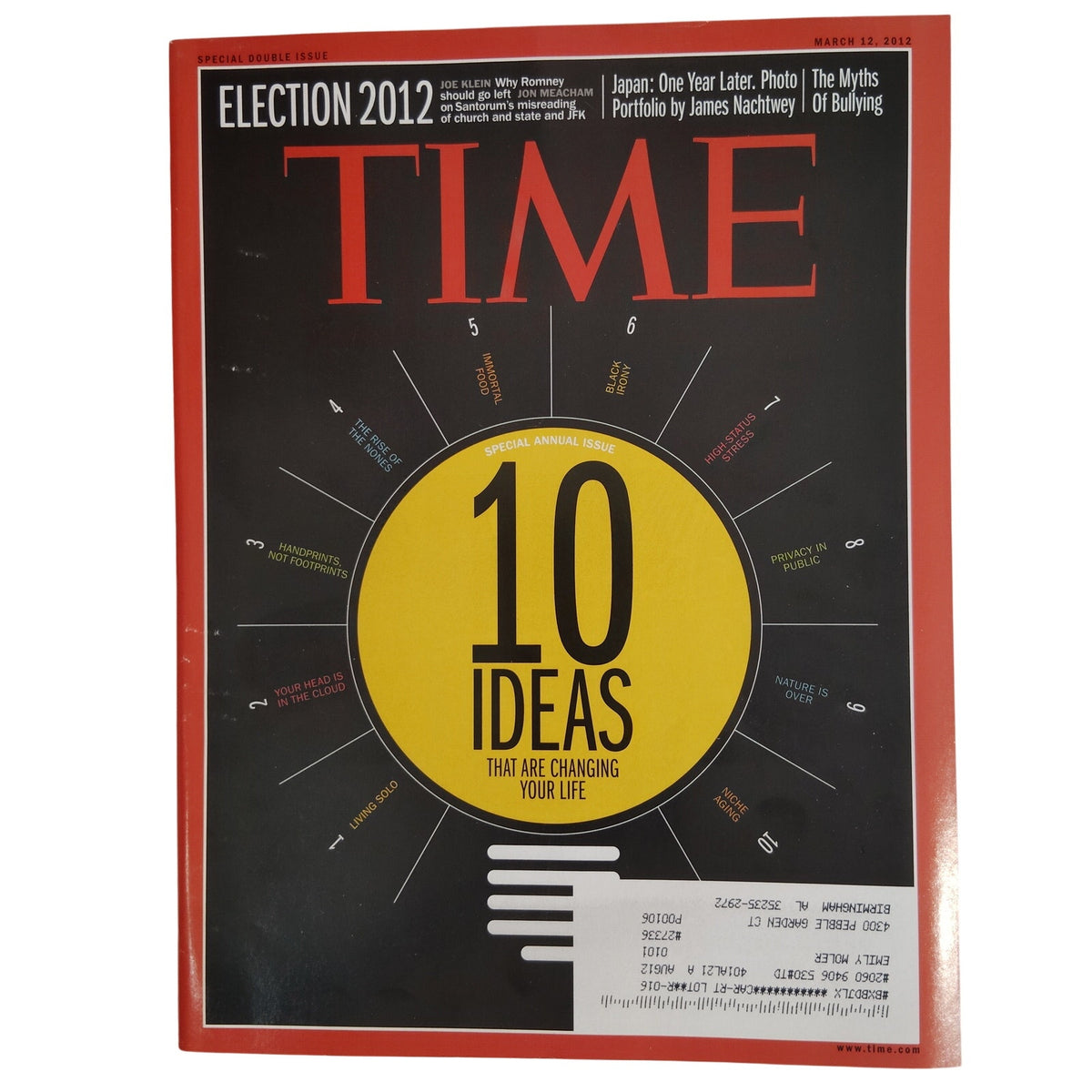 TIME Magazine March 12 2012 - 10 Ideas That Are Changing Your Life Back Issue