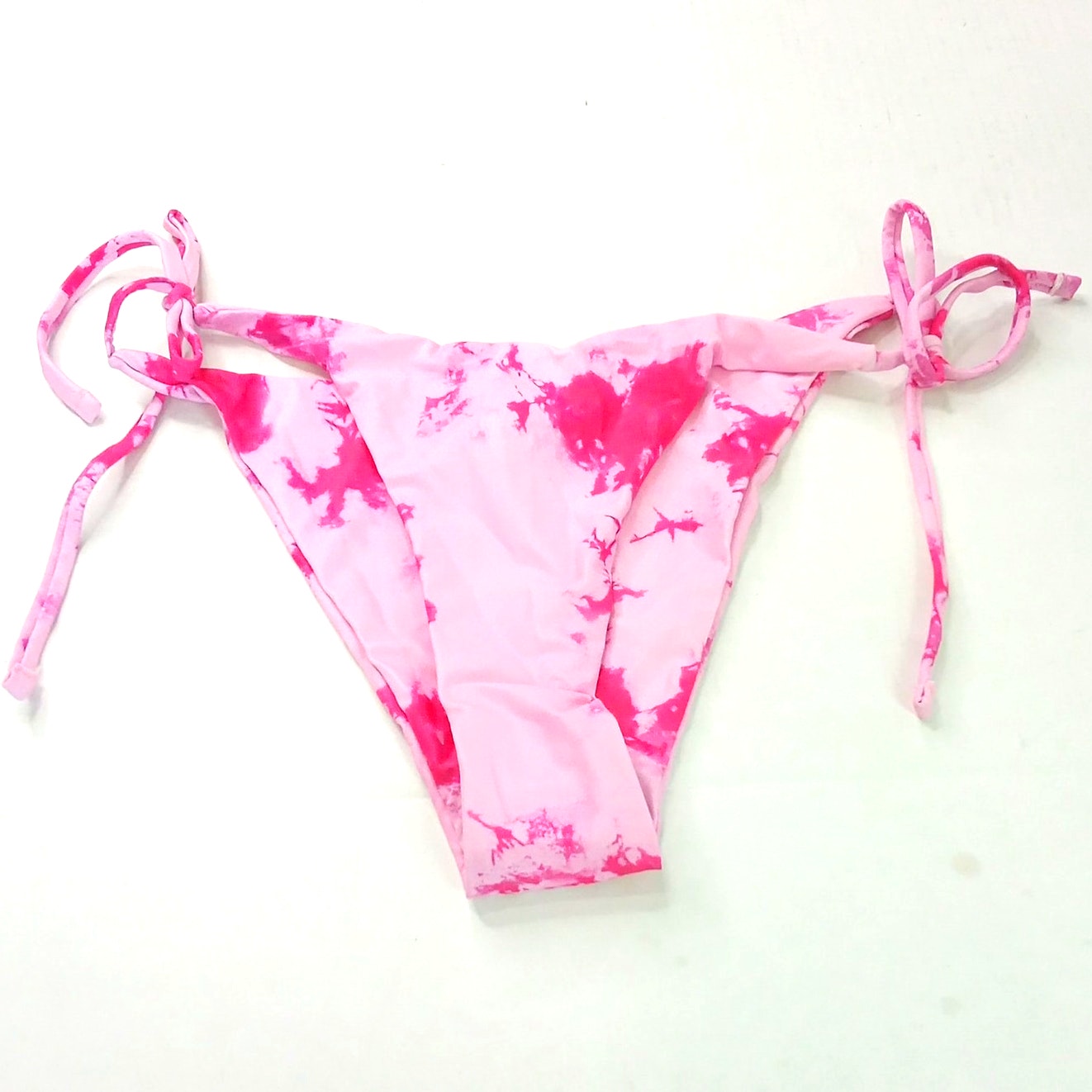 Zaful Pink Tie Dye Tie Side Bikini Bottoms Women’s Swimwear, Med (US 6)