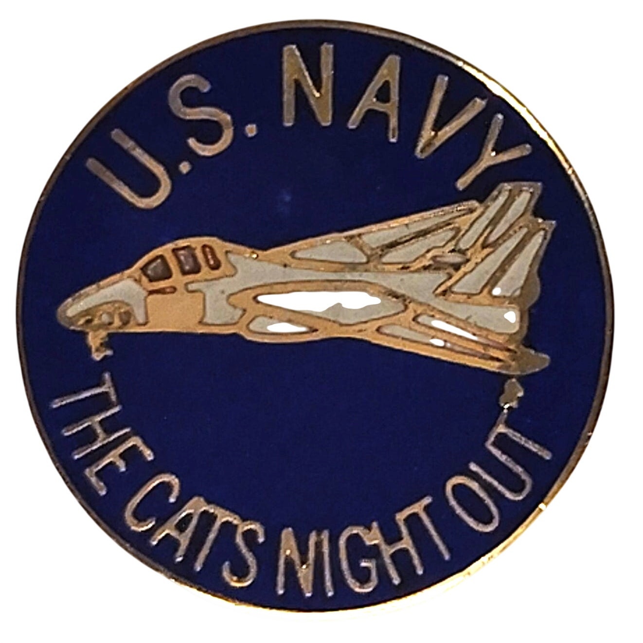 U.S. Navy F‑14 Tomcat "Cats Night Out" Novelty Biker Jacket Hat Lapel Pin 7/8"