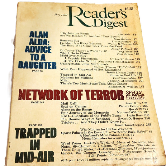 Reader's Digest May 1981 Magazine - Alan Alda, Rubik's Cube, Vol. 118 No. 709