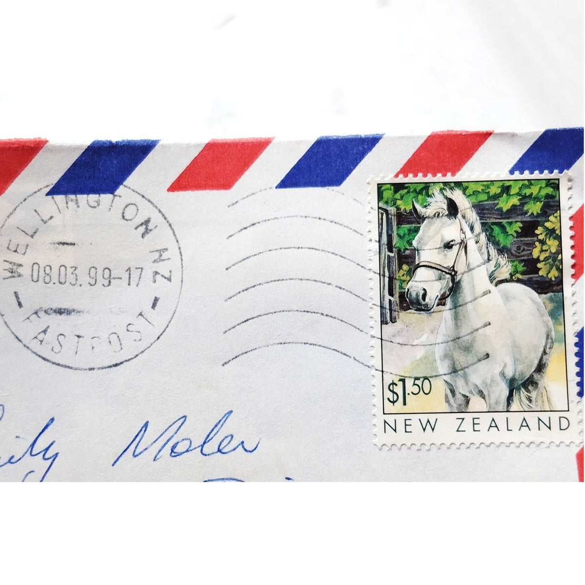1999 New Zealand Airmail Cover $1.50 Horse Stamp Wellington Postmark to USA