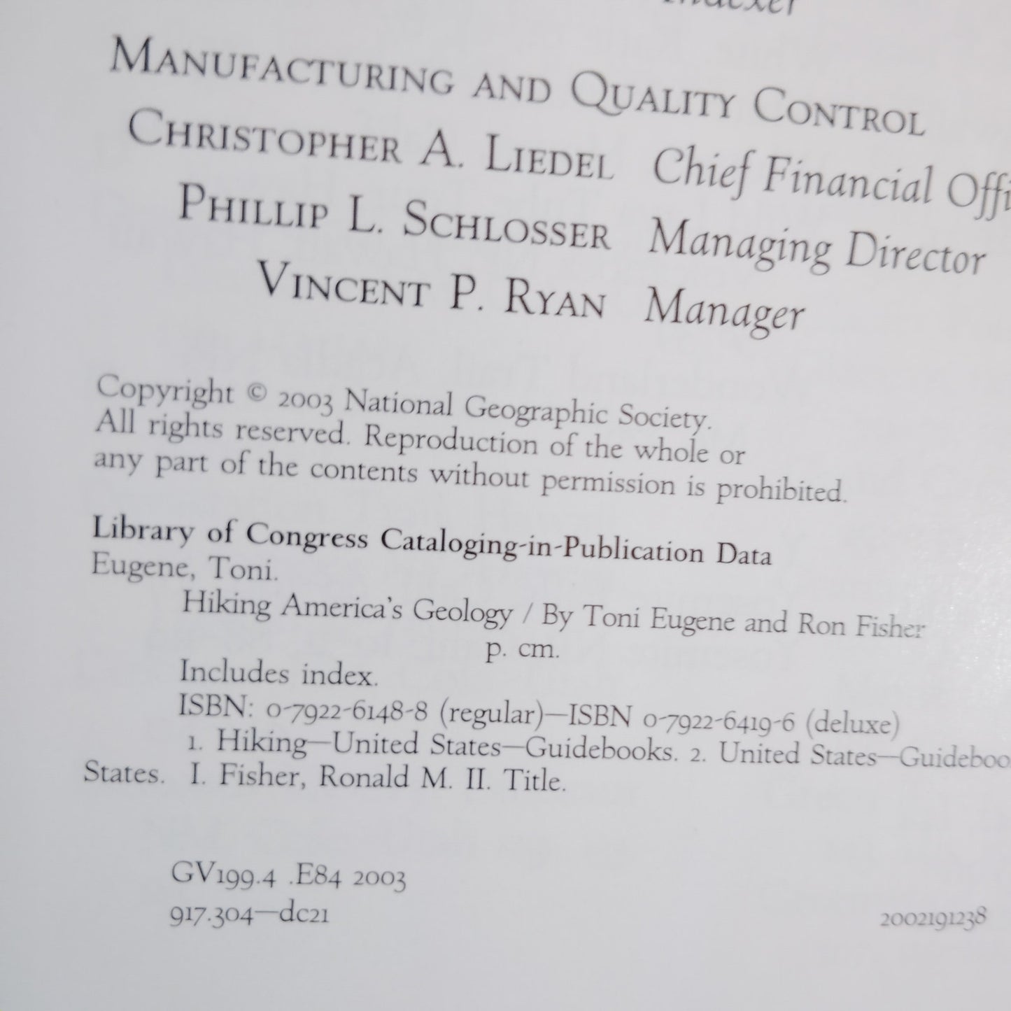Hiking America's Geology - National Geographic Hardcover by Eugene & Fisher