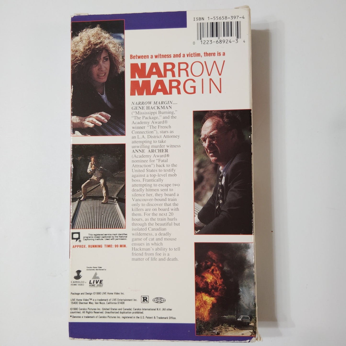 Narrow Margin VHS 1990 Gene Hackman Anne Archer Live Entertainment Thriller