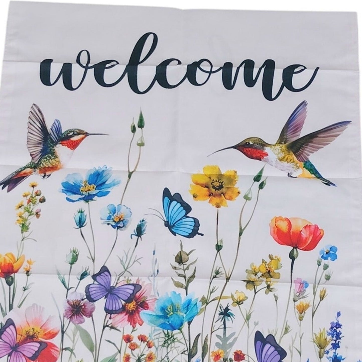 Hummingbird Wildflower Garden Flag 12×16 in Double‑Sided (No Stand)
