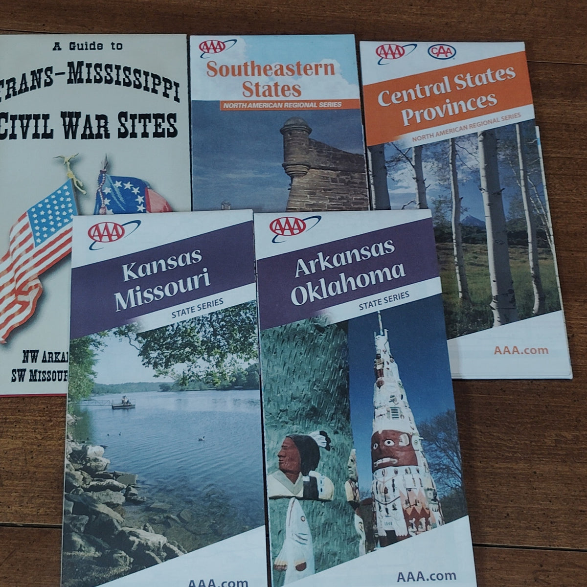 AAA North American Regional & Civil War Sites Travel Guides Lot (5) - VTG Maps