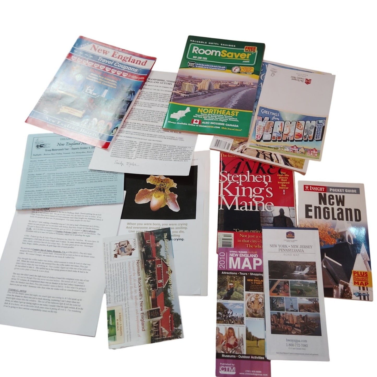 Vintage New England Travel Ephemera Lot 2009 2010 Stephen King Coupons Maps 3 Lb