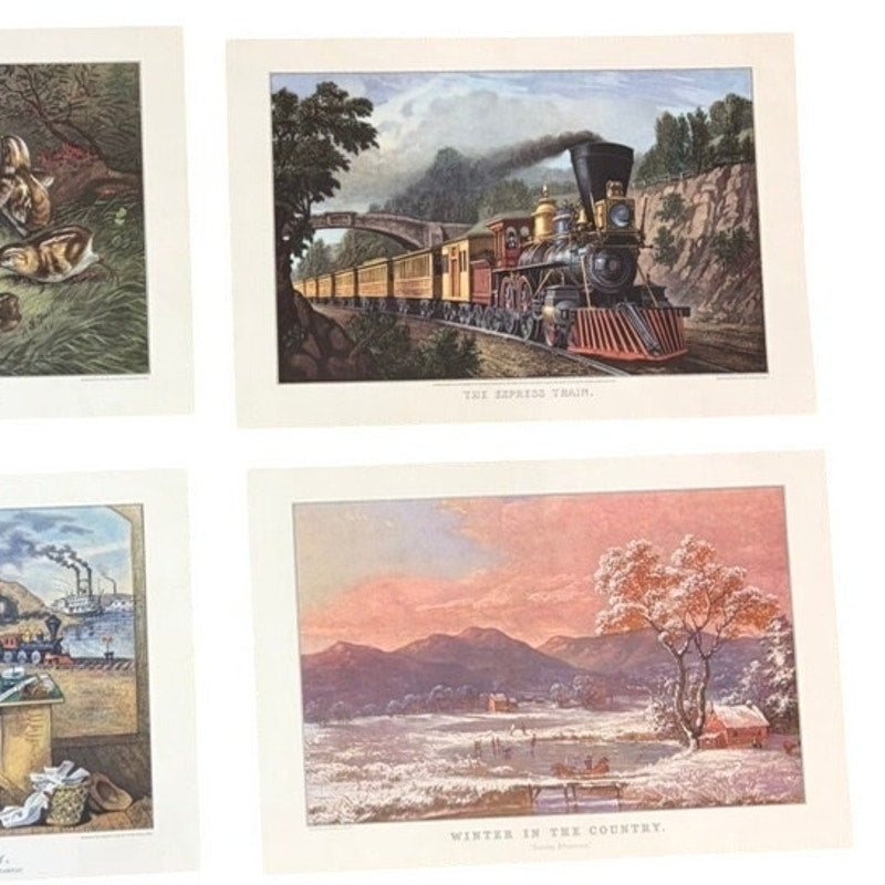 1961 The Travelers Insurance Currier & Ives Calendar - Frameable Illustrations