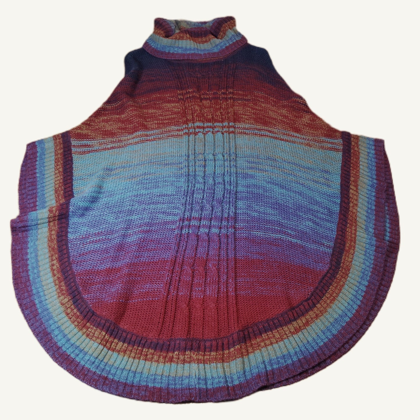 Crystal Kobe Women's Ombre Cowl Neck Pullover Cape - Red/Blue, One Size