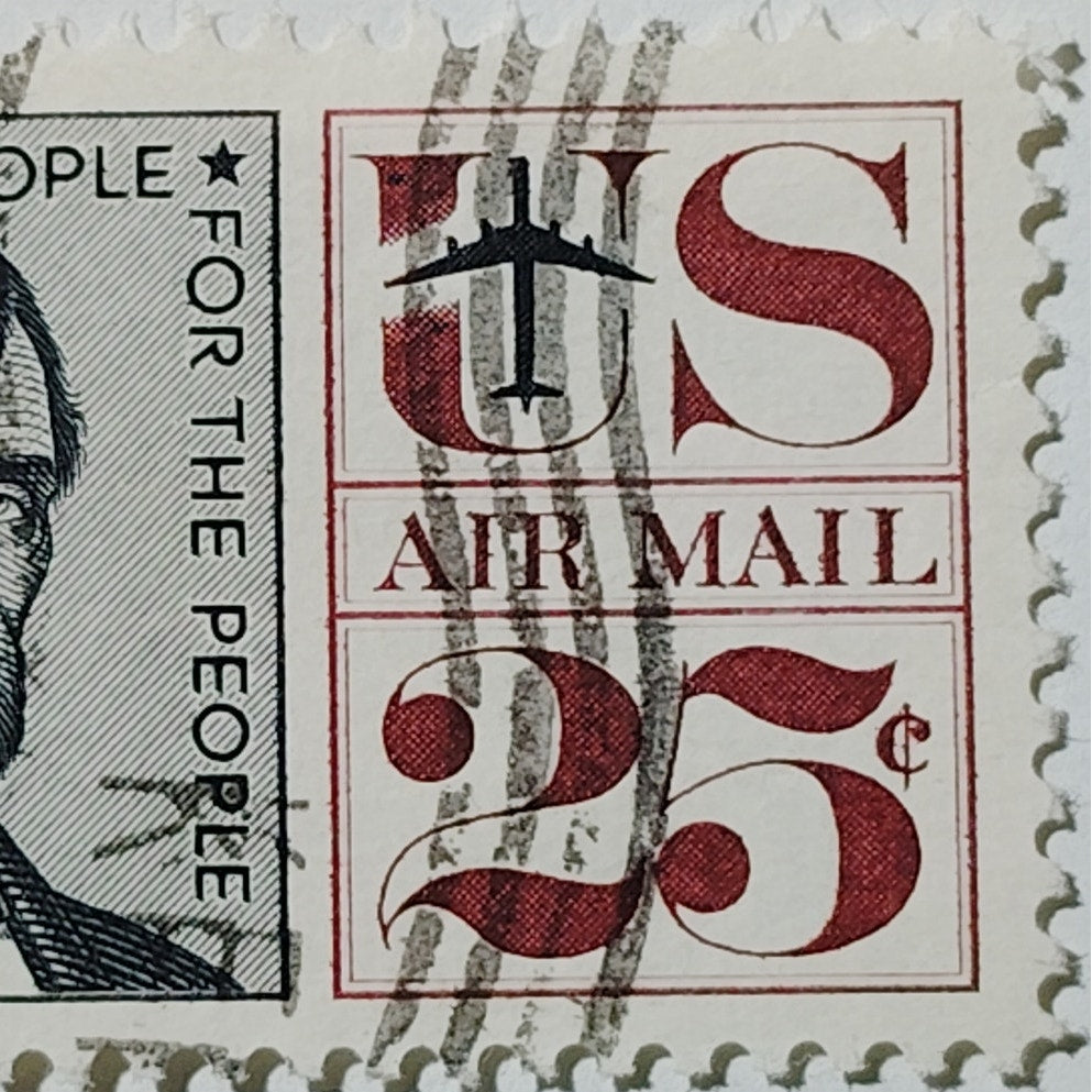 1960 U.S. Airmail 25¢ Abraham Lincoln Stamp – Scott C59 – “Of the People” – Used