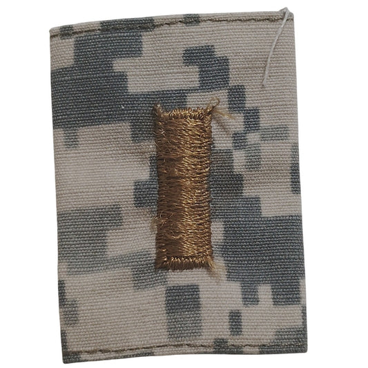 U.S. Army 2LT Rank Patch – O‑1 Gold Bar – UCP ACU – 2¼" × 1⅝"