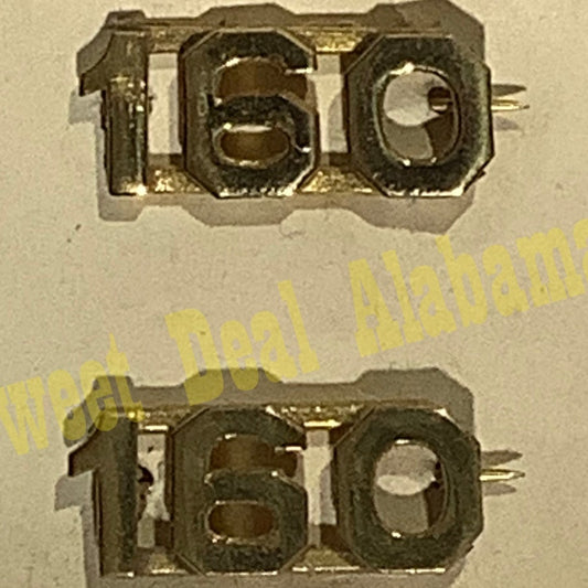 Early/Mid 1900s Brass C-Clasp "160" Collar Device 3/8"H Hat / Lapel Pins Set
