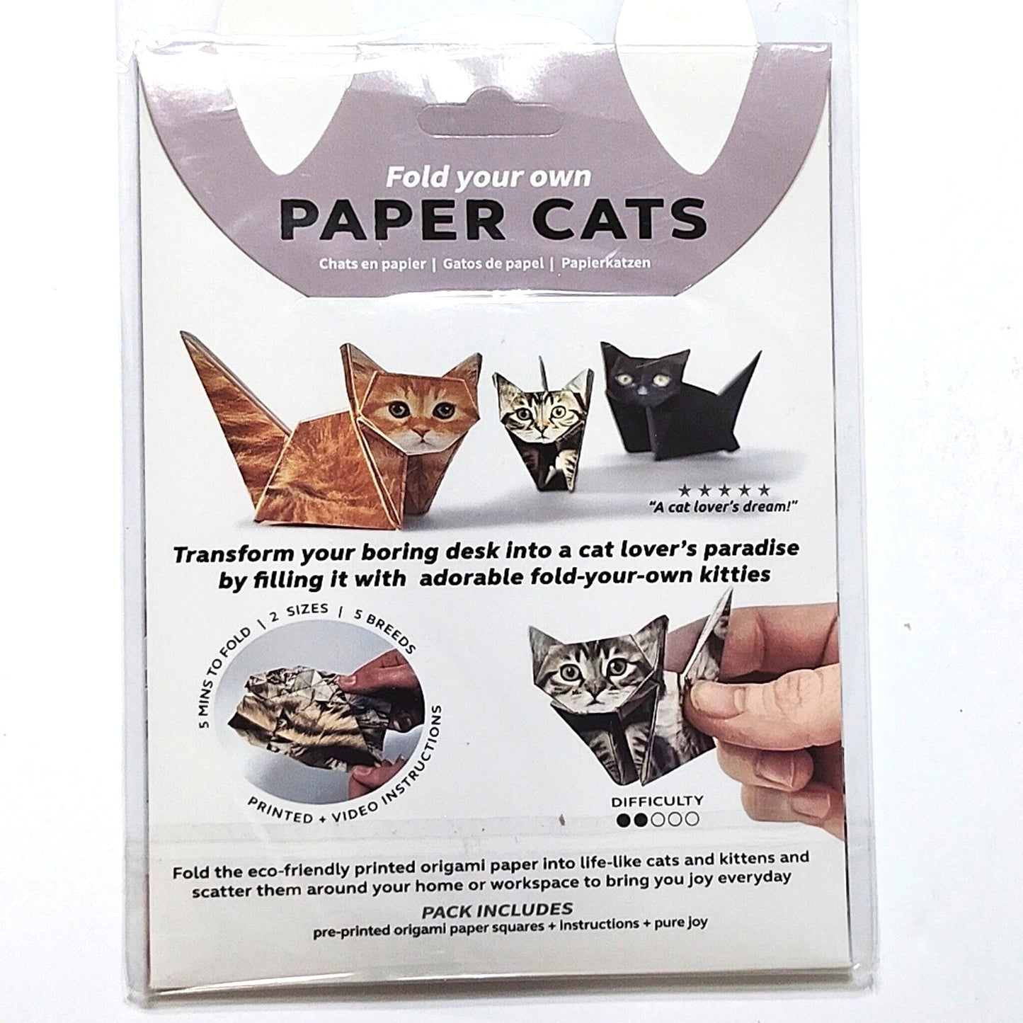 DIY Paper Cats Origami Kit 50 Sheets Cute 3D Cat Models Craft Activity