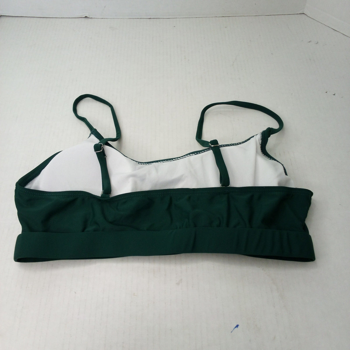 Green Bikini Top XL Nylon Spandex Swimwear Lined Spaghetti Strap Scoop Neck