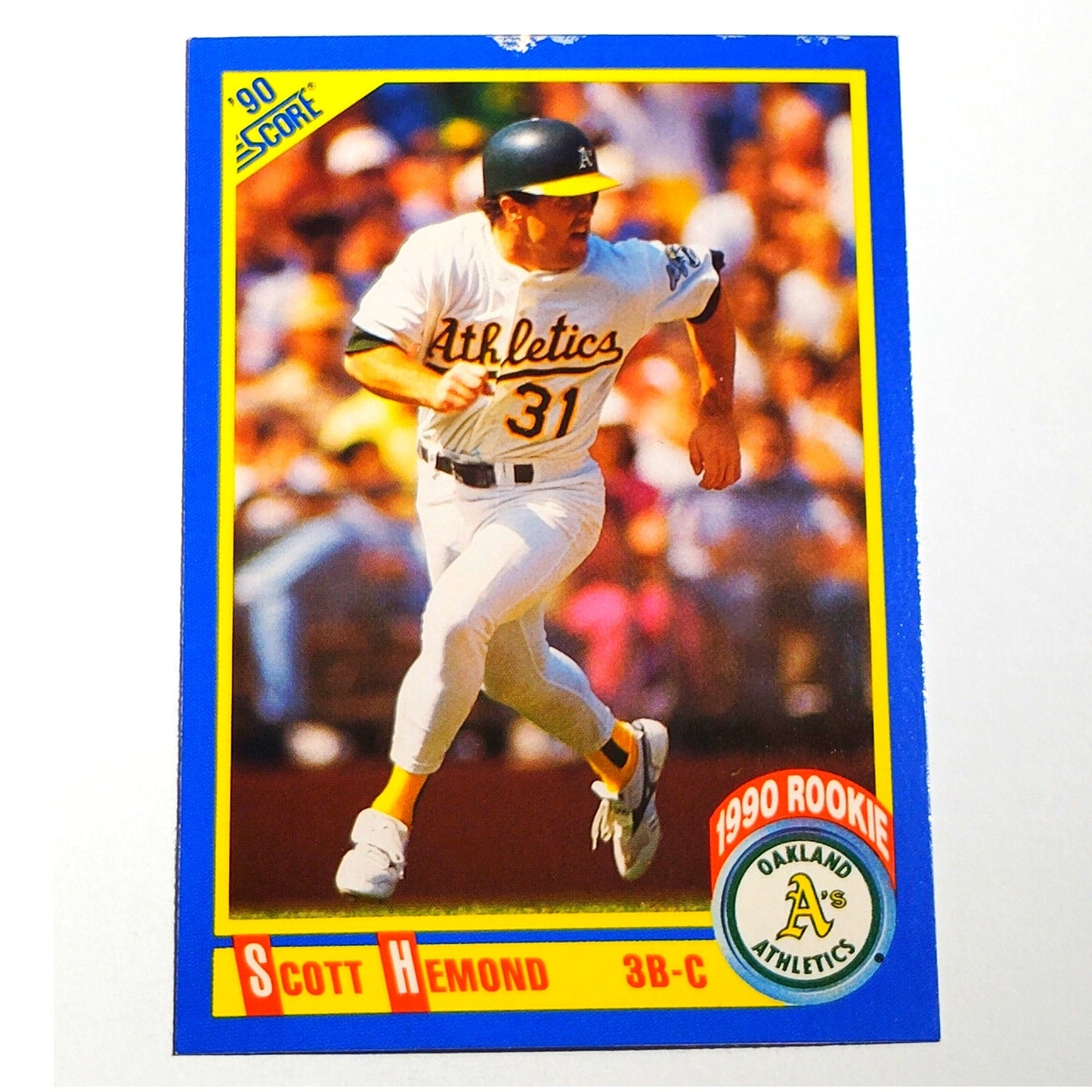 1990 Score Scott Hemond RC #598 Oakland Athletics 3B Catcher Rookie MLB EX