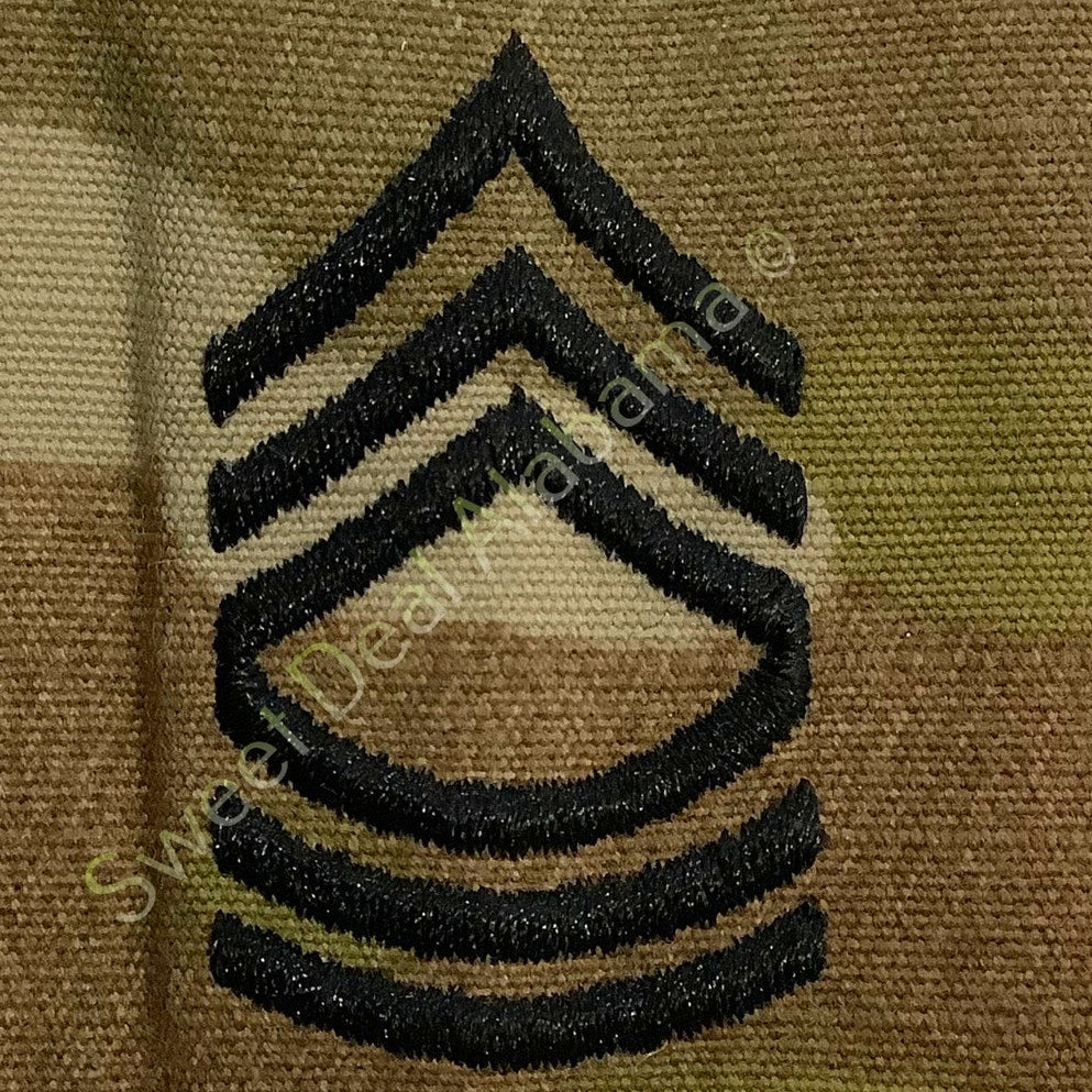 Army Master Sergeant E-8 OCP Slip-On Rank Insignia, Multi-Camo, 2" x 1.75"