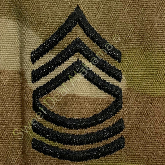 Army Master Sergeant E-8 OCP Slip-On Rank Insignia, Multi-Camo, 2" x 1.75"