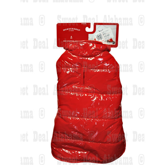 Wondershop Dog & Cat Puffer Jacket - Red - Small, Warm, Lightweight, Hook & Loop