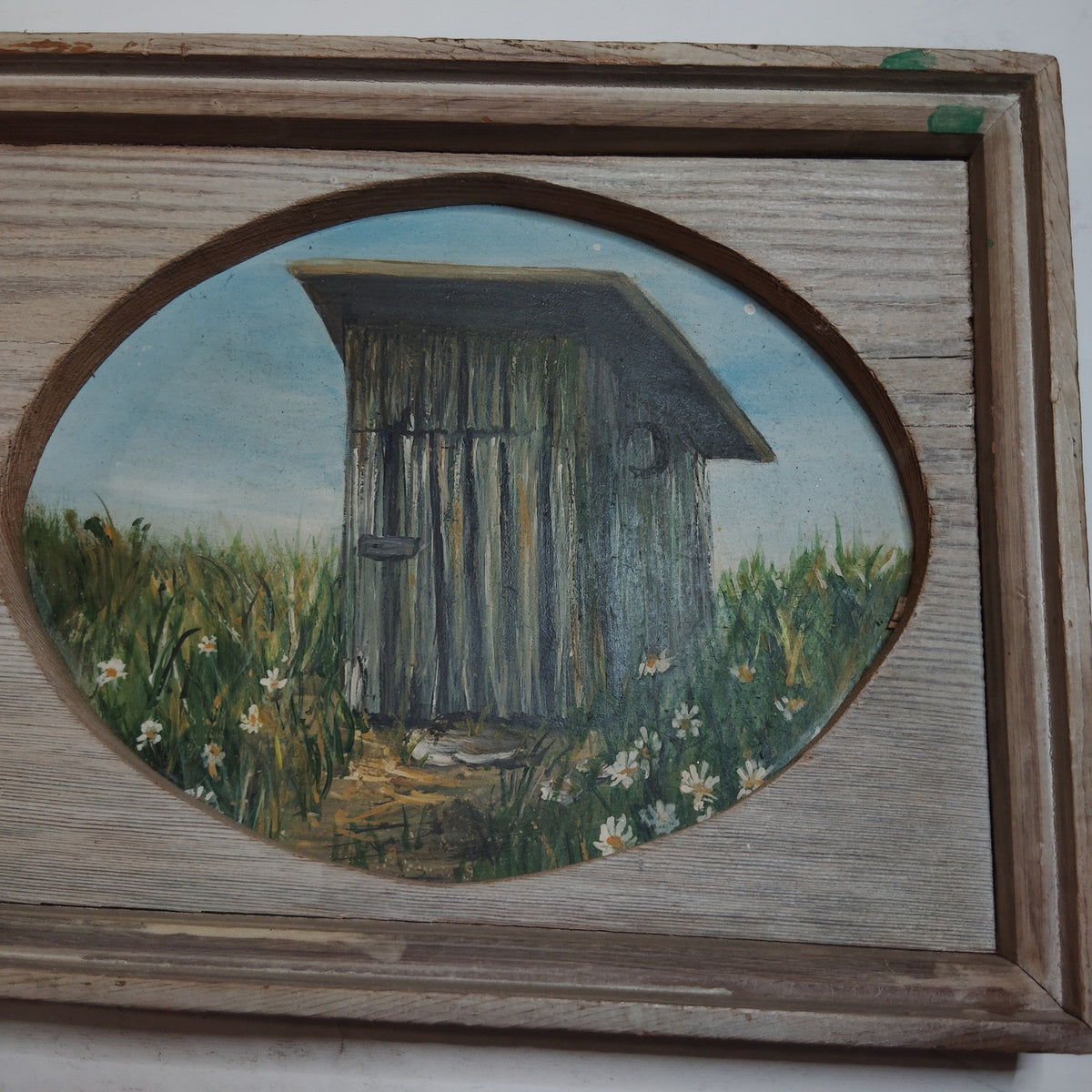 Handmade Wood Outhouse Sign 24x10 Painted Rustic Folk Art Primitive Decor