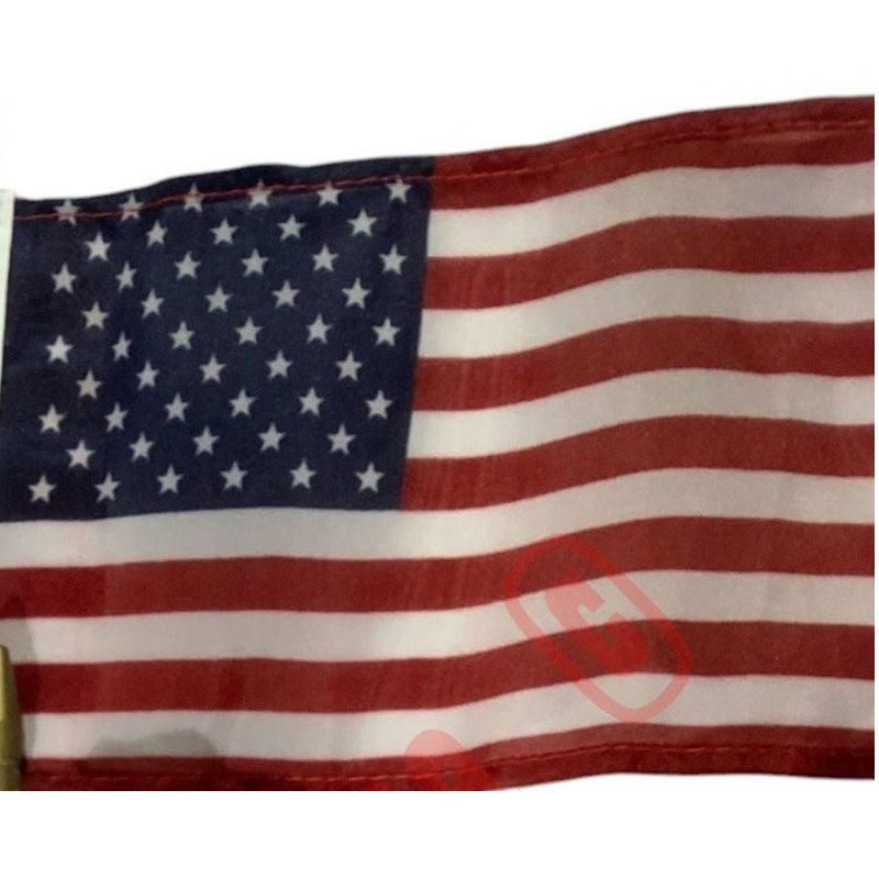 6-PK Flags, United States Flags- 6"W x 4"H Poly Flags on 11" Black Plastic Staff