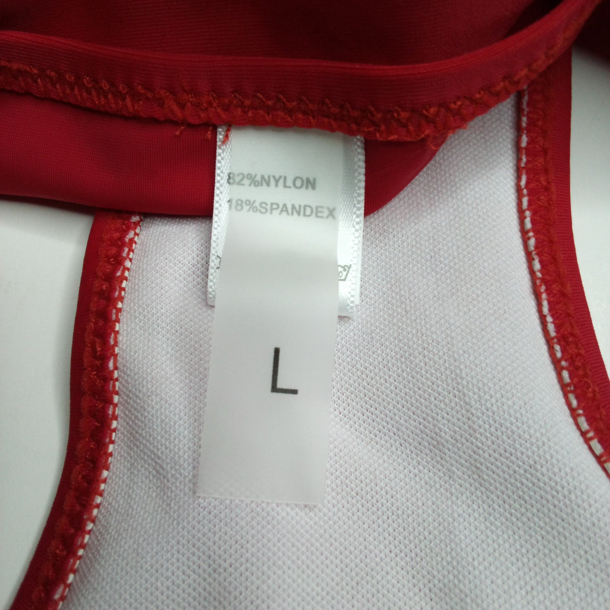 Red High-Waisted Swimsuit Bottoms - Ruched Sides, White Lined, Size L