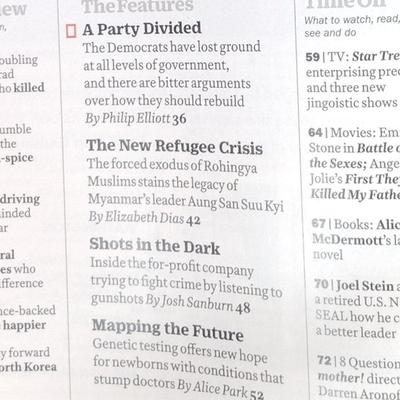 Time Magazine October 2, 2017 Shrunk Democrats Worst Shape Since 1929
