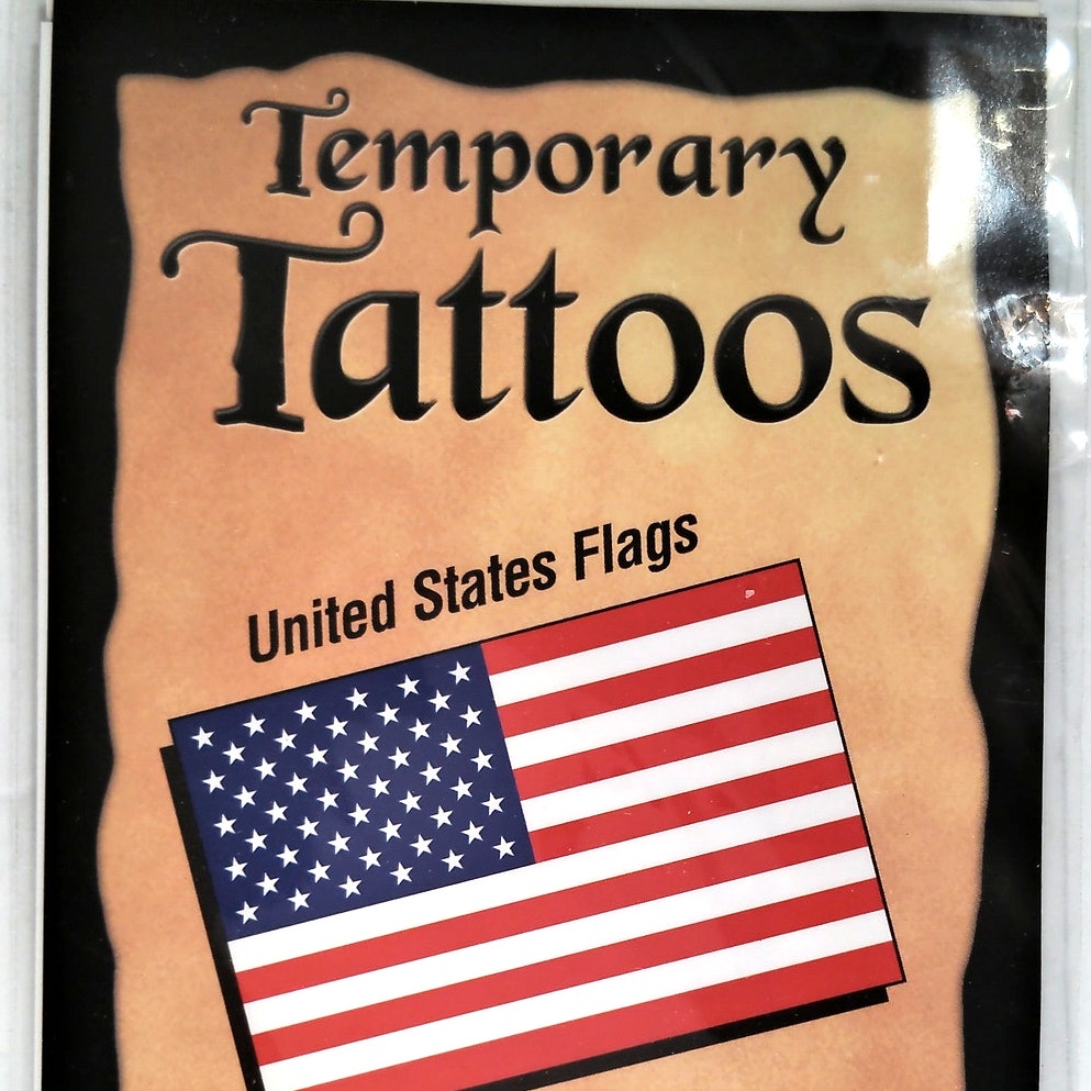 United States Flag Temporary Tattoos – 1 Large & 2 Small – NIP