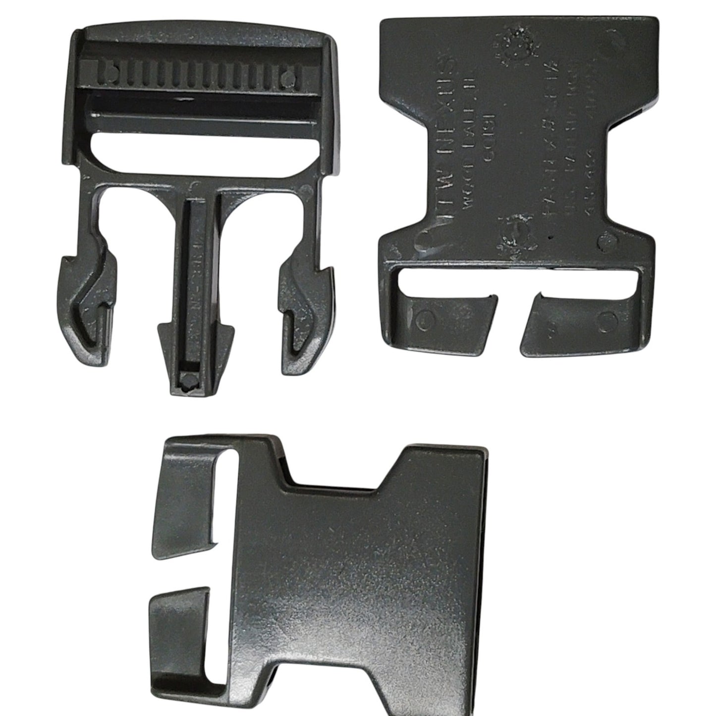 Side-Release Buckle – 1½", One Complete Set + Extra Female End, Gray Polymer