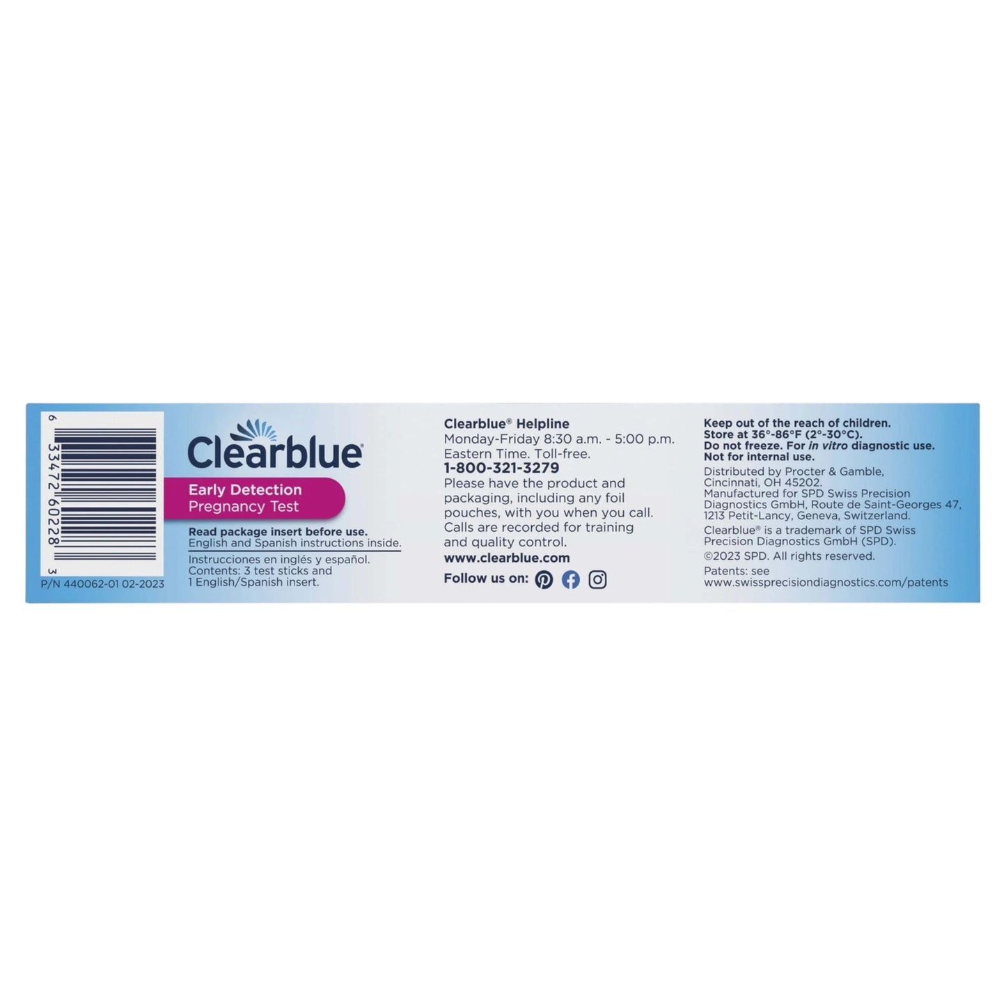 Clearblue Early Detection Pregnancy Test, 3 PK, EXP. 02-29-2028
