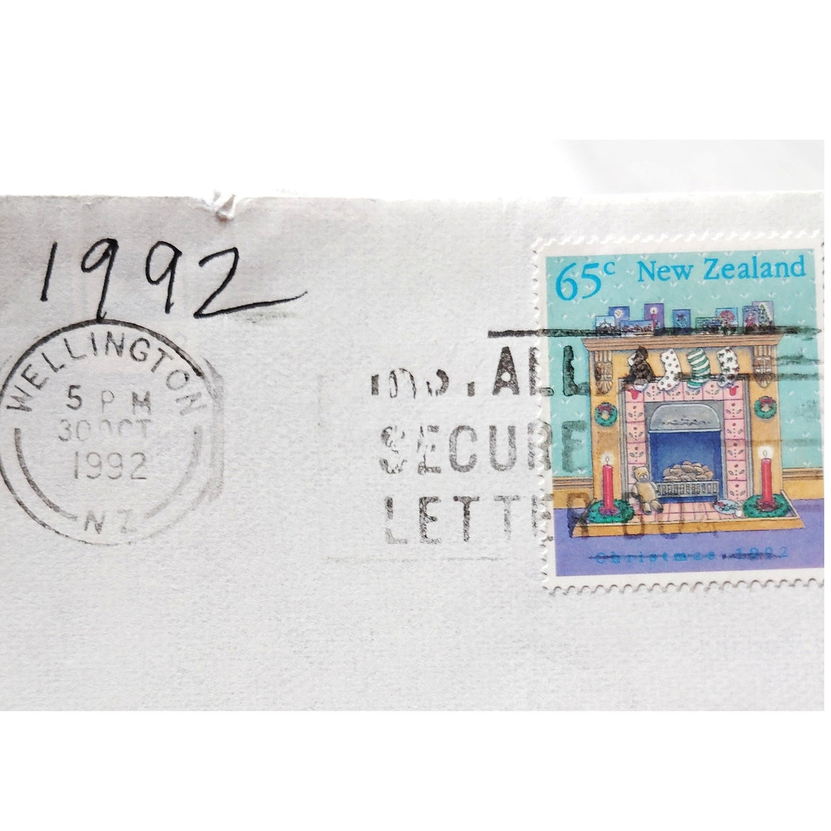 1992 New Zealand 65c Christmas Stamp Cover Wellington NZ Postmark to USA